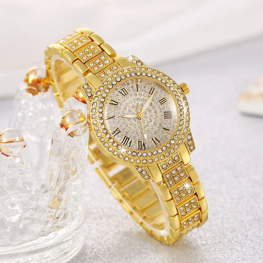 Crystal Gold Elegance Timepiece – Luxury Gold Watch with Roman Numerals & Crystal Accents avid sale 50% off Christmas new year trends fashion 