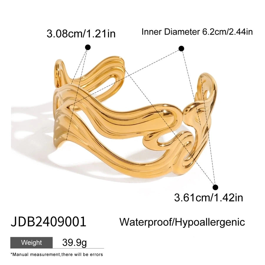 Fluid Wave Gold Cuff Bangle