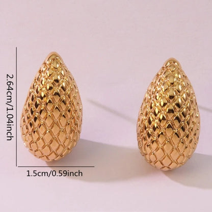 Textured Gold Teardrop Earrings