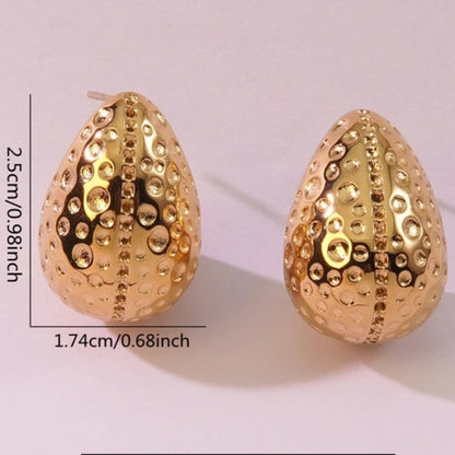 Textured Gold Teardrop Earrings