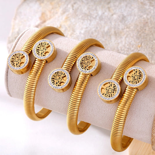 Lavixi Jewelry - Tree of Life Gold Bangle Bracelet new collection 2024 2025 gift