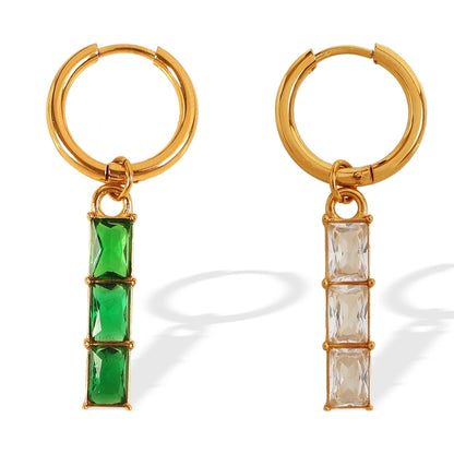 Elegant Drop Charm Hoop Earrings – Choose Between Emerald Green or Crystal Clear Stones lavixi sale Christmas 50% off 2024 2025 new trends fashion