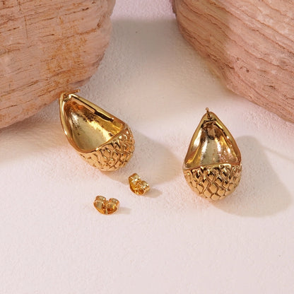 Textured Gold Teardrop Earrings