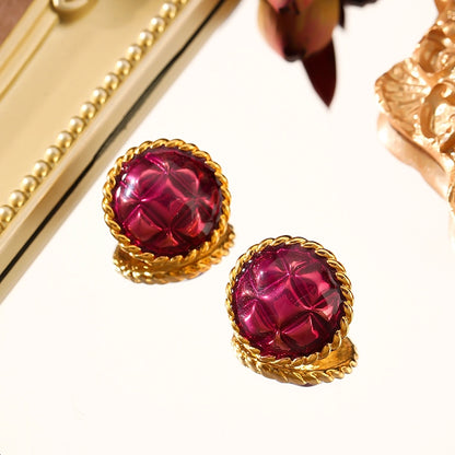 Elegant Vintage Burgundy Stud Earrings with Gold-Twist Design lavixi new collection trends 2024 2025 