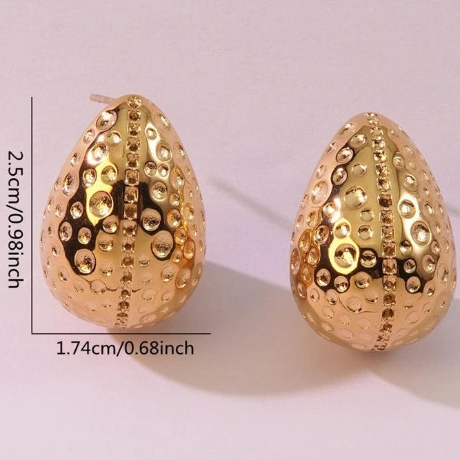 Textured Gold Teardrop Earrings