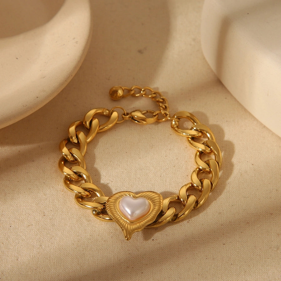 Golden Heart Pearl Set jewelry jewellery lavixi shop 18k gold elation new trends collection 2025  bracelet