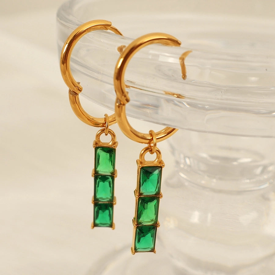 Elegant Drop Charm Hoop Earrings – Choose Between Emerald Green or Crystal Clear Stones lavixi sale Christmas 50% off 2024 2025 new trends fashion