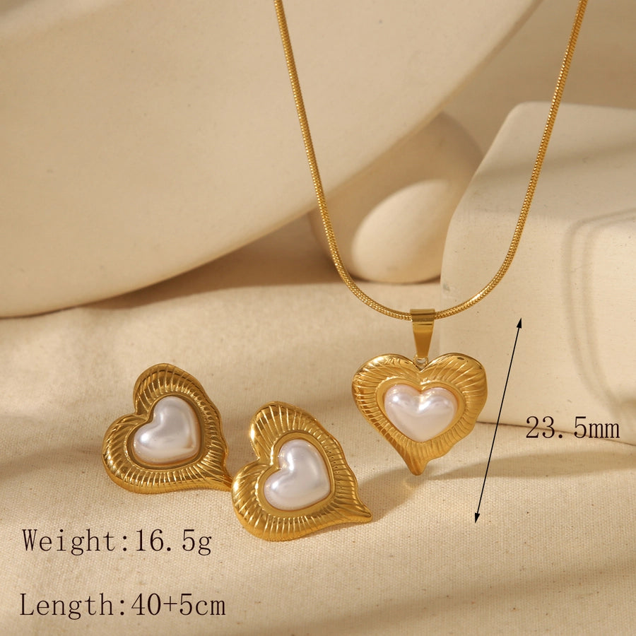 Golden Heart Pearl Set jewelry jewellery lavixi shop 18k gold elation new trends collection 2025 size