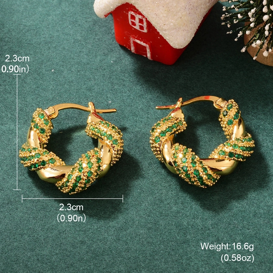 Golden Twist Hoop Earrings – Elegant Gold and Green Gemstone Accents lavixi store shop Christmas gift 2024 2025 new trends fashion