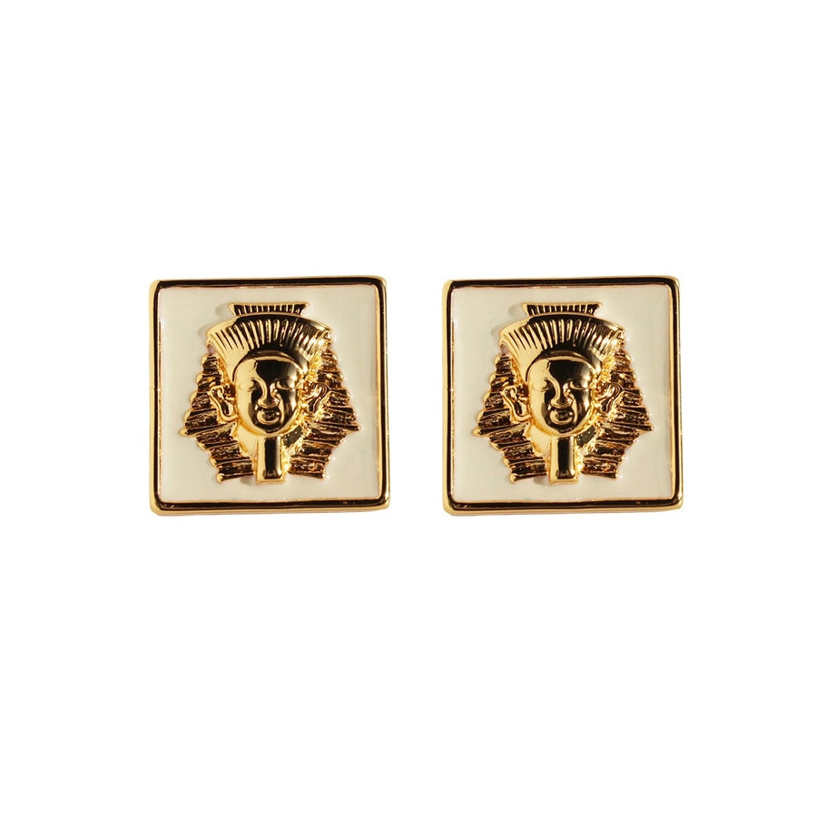  Pharaoh-Inspired Statement Earrings with Black or White Enamel lavixi shop new collection trends 2024 2025