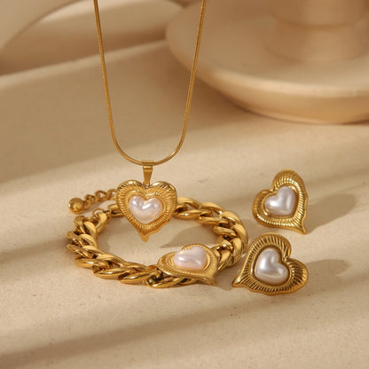 Golden Heart Pearl Set jewelry jewellery lavixi shop 18k gold elation new trends collection 2025 