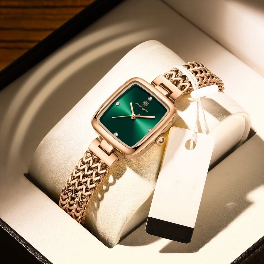 Lavixi Elegance Square Watch - Rose Gold with Green Dial | Luxury Fashion new collection trend 2024 2025 new year Christmas green dial