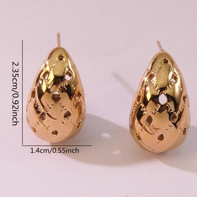 Textured Gold Teardrop Earrings