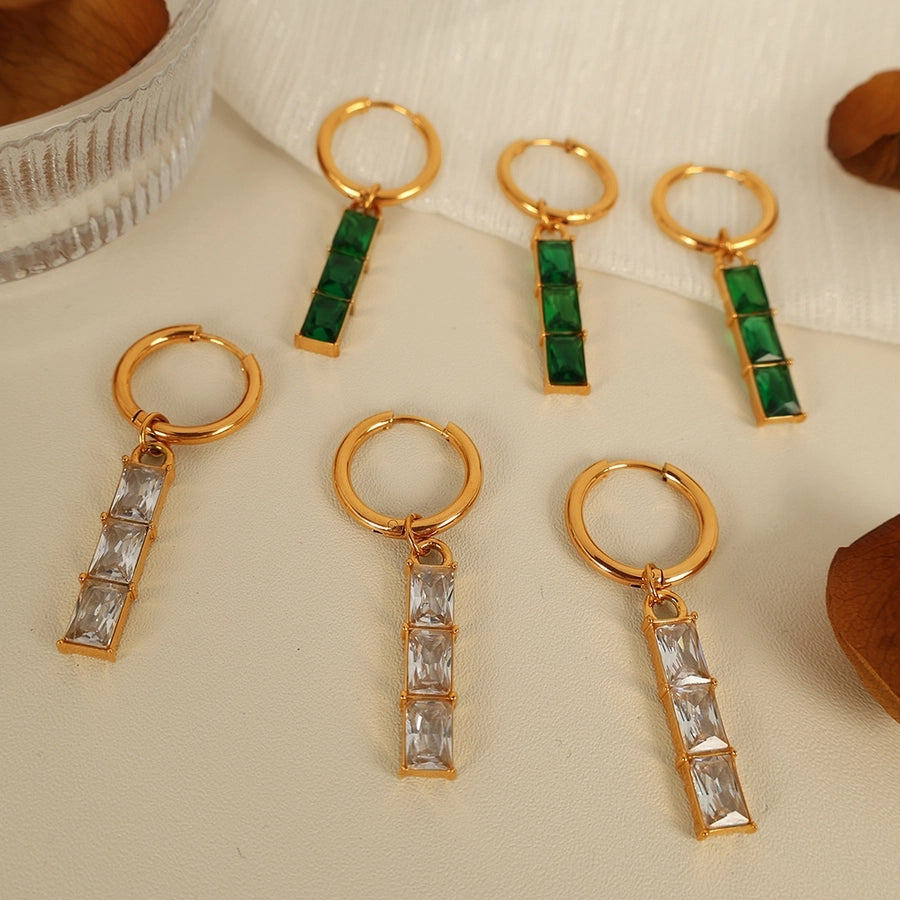 Elegant Drop Charm Hoop Earrings – Choose Between Emerald Green or Crystal Clear Stones lavixi sale Christmas 50% off 2024 2025 new trends fashion