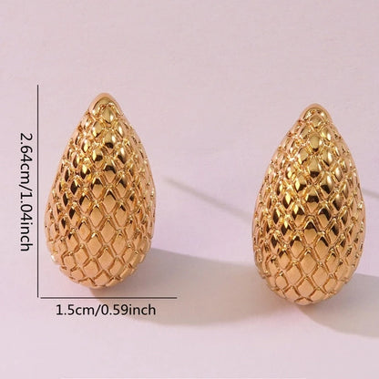 Textured Gold Teardrop Earrings