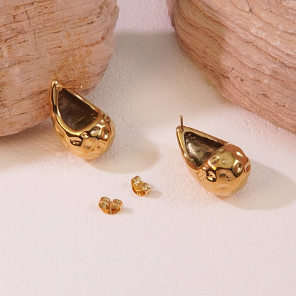 Textured Gold Teardrop Earrings