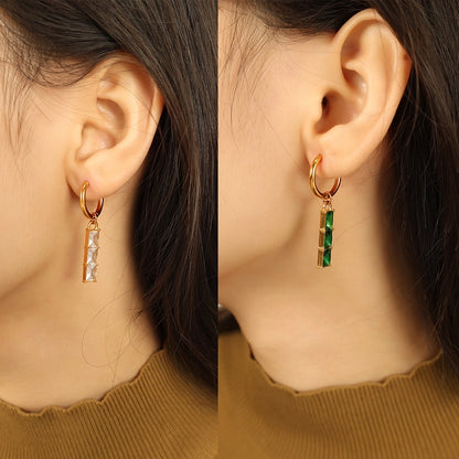 Elegant Drop Charm Hoop Earrings – Choose Between Emerald Green or Crystal Clear Stones lavixi sale Christmas 50% off 2024 2025 new trends fashion