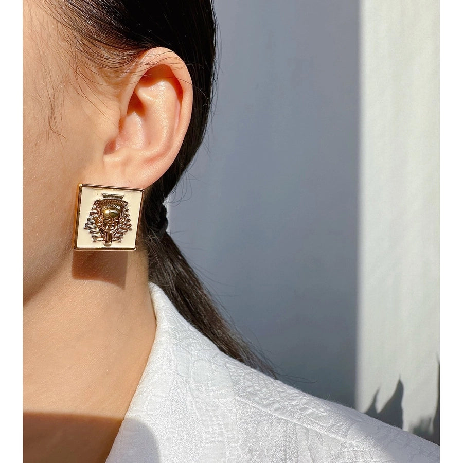  Pharaoh-Inspired Statement Earrings with Black or White Enamel lavixi shop new collection trends 2024 2025