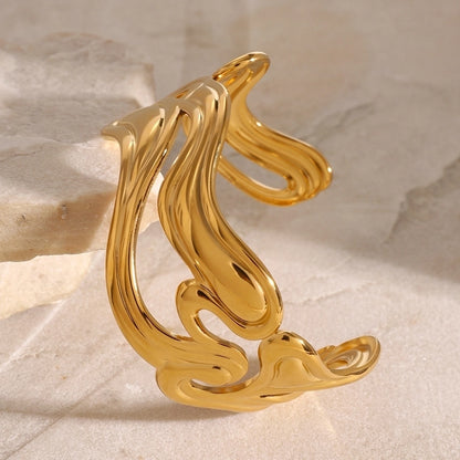 Fluid Wave Gold Cuff Bangle