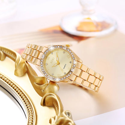 Aurora Crystal Gold Watch - Elegant Timepiece with Quartz Movement lavixi trend 2025 