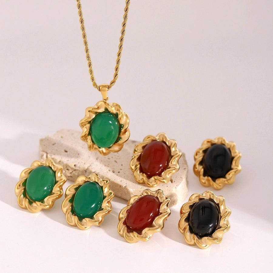 Retro Vintage Style Earrings & Necklace – Bold Gold with Colorful Stone Accents lavixi 50% off sale Christmas new year trends 