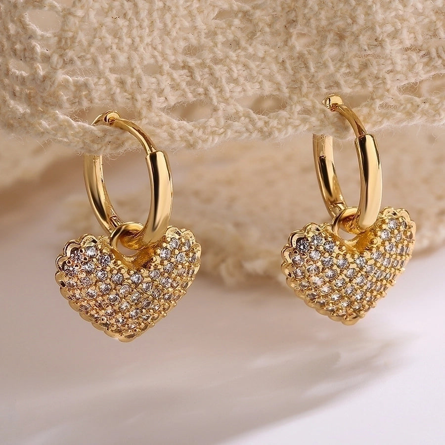 Golden Heart Charm Hoop Earrings – Sparkling Gold and Crystal Heart Design lavixi 50% off sale Christmas 2024 2025 gift new trends fashion