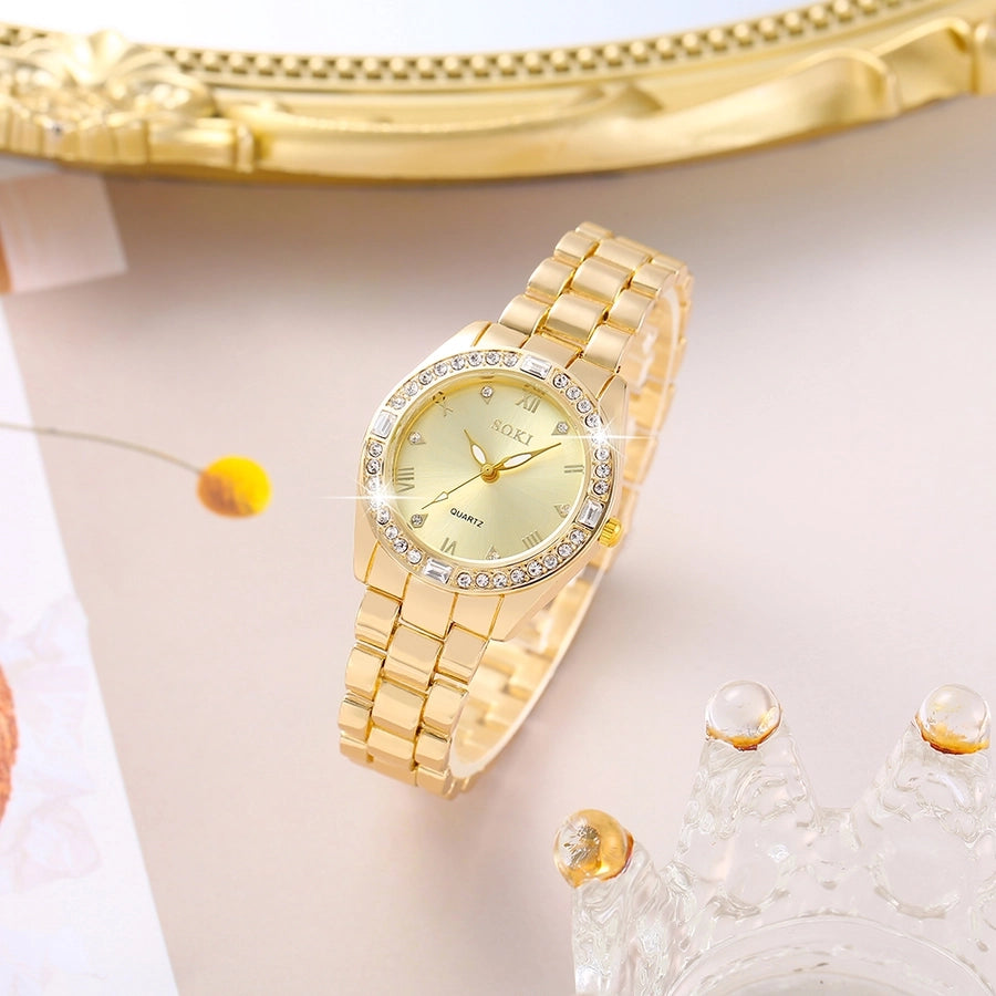 Aurora Crystal Gold Watch - Elegant Timepiece with Quartz Movement lavixi trend 2025 